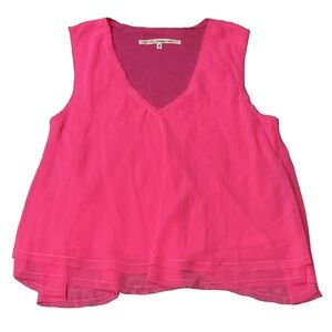 Rachel Roy Neon Pink Flowy Lined Blouse Sleeveless Top Women's Medium